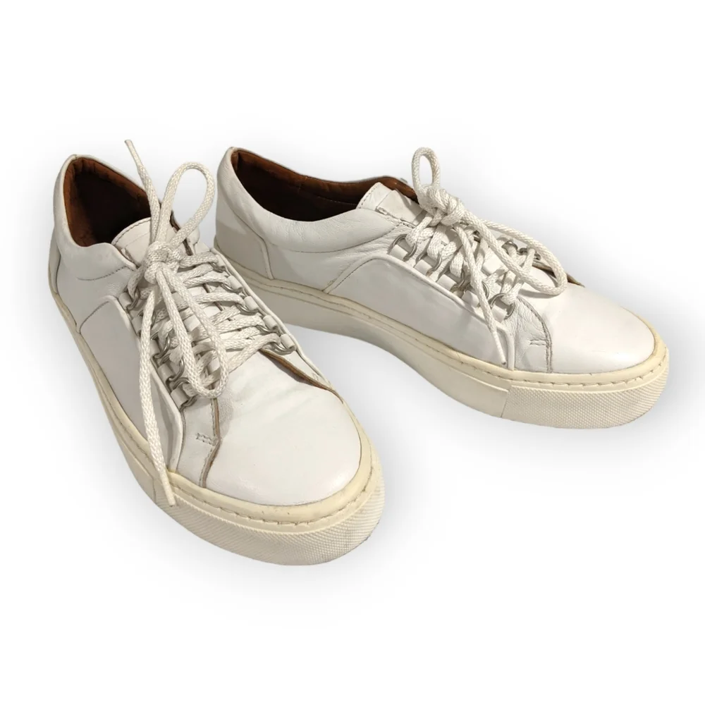 Zara Basic Collection White Lace Up Sneakers, 7.5